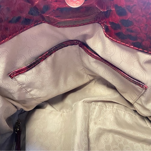 Michael Kors Red Python Embossed Large Hamilton Bag with Matching Wallet. - Picture 13 of 13